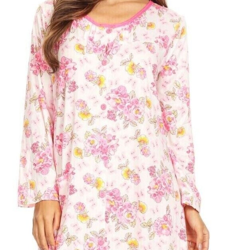 Women Nightgown Sleepwear Pajamas Woman Long Sleeve Dress Nightshirt